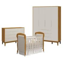 Quarto de Bebê Elfe Classic 4 Portas 3 Gavetas MDF Amadeirado Reller Móveis Quarto de Bebê Elfe Classic 4 Portas 3 Gavetas MDF Amadeirado Reller Móveis