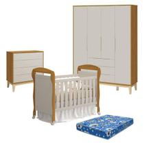 Quarto de Bebê Elfe Classic 4 Portas 3 Gavetas MDF TAMANHO 120cm Amarelo com Berço Reller Móveis Quarto de Bebê Elfe Classic 4 Portas 3 Gavetas MDF TAMANHO 120cm Amarelo com Berço Reller Móveis