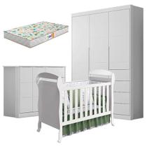 Quarto De Bebê Eloá Com Berço Americano Danny Branco Acetinado E Colchão Da Gazin - Phoenix Baby Quarto De Bebê Eloá Com Berço Americano Danny Branco Acetinado E Colchão Da Gazin - Phoenix Baby