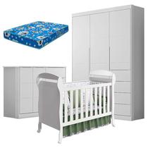 Quarto de Bebê Eloá com Berço Americano Danny Branco Acetinado e Colchão da Ortobom Phoenix Baby Quarto de Bebê Eloá com Berço Americano Danny Branco Acetinado e Colchão da Ortobom Phoenix Baby