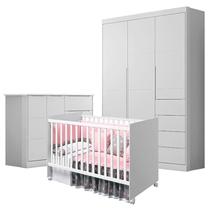 Quarto de Bebê Eloá com Berço Americano Tico Branco Acetinado Phoenix Baby