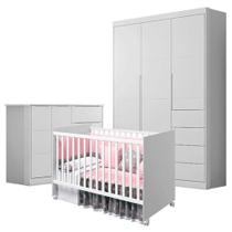 Quarto De Bebê Eloá Com Berço Americano Tico Branco Acetinado - Phoenix Baby Quarto De Bebê Eloá Com Berço Americano Tico Branco Acetinado - Phoenix Baby
