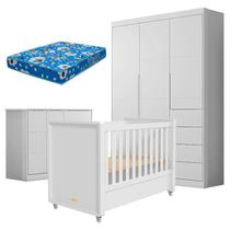 Quarto de Bebê Eloá com Berço Americano Tutto New Branco Acetinado e Colchão Ortobom Phoenix Baby Quarto de Bebê Eloá com Berço Americano Tutto New Branco Acetinado e Colchão Ortobom Phoenix Baby