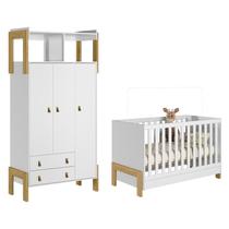 Quarto de Bebê Fantasia Guarda Roupa e Berço Branco - Qmovi
