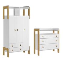 Quarto de Bebê Fantasia Guarda Roupa e Cômoda Branco - Qmovi