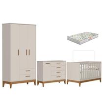 Quarto de Bebê Flip Areia Acetinado com Colchão Gazin - Reller Quarto de Bebê Flip Areia Acetinado com Colchão Gazin - Reller