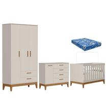 Quarto de Bebê Flip Areia Acetinado com Colchão - Reller Quarto de Bebê Flip Areia Acetinado com Colchão - Reller