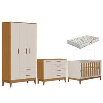 Quarto de Bebê Flip Areia Acetinado Savana com Colchão Gazin - Reller Quarto de Bebê Flip Areia Acetinado Savana com Colchão Gazin - Reller