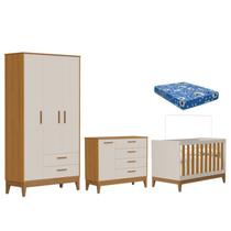 Quarto de Bebê Flip Areia Acetinado Savana com Colchão - Reller Quarto de Bebê Flip Areia Acetinado Savana com Colchão - Reller