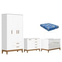 Quarto de Bebê Flip Branco Acetinado com Colchão Ortobom - Reller Quarto de Bebê Flip Branco Acetinado com Colchão Ortobom - Reller