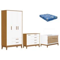 Quarto de Bebê Flip Branco Acetinado Savana com Colchão Ortobom - Reller Quarto de Bebê Flip Branco Acetinado Savana com Colchão Ortobom - Reller