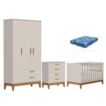 Quarto de Bebê Flip com Cômoda Gaveteiro Areia Acetinado com Colchão Ortobom - Reller Quarto de Bebê Flip com Cômoda Gaveteiro Areia Acetinado com Colchão Ortobom - Reller