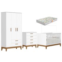 Quarto de Bebê Flip com Cômoda Gaveteiro Branco Acetinado com Berço Americano Colchão Gazin - Reller Quarto de Bebê Flip com Cômoda Gaveteiro Branco Acetinado com Berço Americano Colchão Gazin - Reller