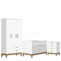 Quarto de Bebê Flip com Cômoda Gaveteiro Branco Acetinado com Berço Americano - Reller