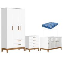 Quarto de Bebê Flip com Cômoda Gaveteiro Branco Acetinado com Colchão Reller Quarto de Bebê Flip com Cômoda Gaveteiro Branco Acetinado com Colchão Reller