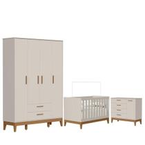 Quarto De Bebê Flip Com Cômoda Sapateira Areia Acetinado - Reller Quarto De Bebê Flip Com Cômoda Sapateira Areia Acetinado - Reller
