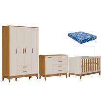 Quarto de Bebê Flip com Cômoda Sapateira Areia Acetinado Savana com Colchão Ortobom - Reller Quarto de Bebê Flip com Cômoda Sapateira Areia Acetinado Savana com Colchão Ortobom - Reller