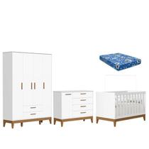 Quarto de Bebê Flip com Cômoda Sapateira Branco Acetinado com Colchão Ortobom - Reller Quarto de Bebê Flip com Cômoda Sapateira Branco Acetinado com Colchão Ortobom - Reller
