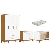 Quarto De Bebê Flip Guarda Roupa 4 Portas Branco Acetinado Savana Com Colchão Gazin - Reller Quarto De Bebê Flip Guarda Roupa 4 Portas Branco Acetinado Savana Com Colchão Gazin - Reller