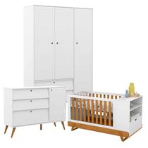 Quarto de Bebê Gold 3 Portas com Berço Multifuncional Bkids Branco Freijó Eco Wood Matic