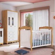 Quarto de Bebê Guarda-roupa 3 Portas com Janelas e Berço Minicama 100% Mdf Aurora Espresso Móveis