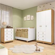 Quarto de Bebê Guarda-Roupa 3 Portas Cômoda e Berço 4 em 1 Minicama 100% MDF Mike Espresso Móveis Branco/Brilho/Amêndoa Quarto de Bebê Guarda-Roupa 3 Portas Cômoda e Berço 4 em 1 Minicama 100% MDF Mike Espresso Móveis Branco/Brilho/Amêndoa