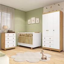 Quarto de Bebê Guarda-roupa 3 Portas Cômoda e Berço 4 em 1 Minicama 100% Mdf Mike Espresso Móveis