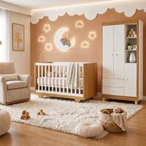 Quarto de Bebê Guarda Roupa 3 Portas e Berço Mini Cama 100% MDF com Colchão Nina Quarto de Bebê Guarda Roupa 3 Portas e Berço Mini Cama 100% MDF com Colchão Nina