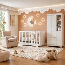 Quarto de Bebê Guarda Roupa 3 Portas e Berço Mini Cama 100% MDF Nina Quarto de Bebê Guarda Roupa 3 Portas e Berço Mini Cama 100% MDF Nina