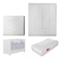 Quarto De Bebê: Guarda Roupa, Cômoda, Berço Americano e colchão