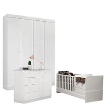 Quarto De Bebê Helena Com Berço Multifuncional Selena Branco Brilho Phoenix Quarto De Bebê Helena Com Berço Multifuncional Selena Branco Brilho Phoenix