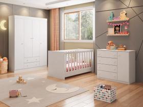 Quarto de Bebe Helena com Guarda Roupa, Comoda e Berço Branco