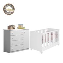 Quarto de Bebê Helena Phoenix Baby + Berço 1344 Qmovi Branco + Colchão Gazin