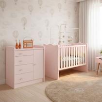 Quarto de Bebe Infantil Doce Sonho Berço e Cômoda Trocador 4 Gavetas Qmovi Quarto de Bebe Infantil Doce Sonho Berço e Cômoda Trocador 4 Gavetas Qmovi