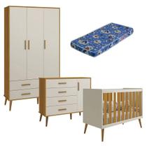 Quarto De Bebê Isis 3 Portas Areia Acetinado Savana Com Colchão Ortobom - Reller Quarto De Bebê Isis 3 Portas Areia Acetinado Savana Com Colchão Ortobom - Reller