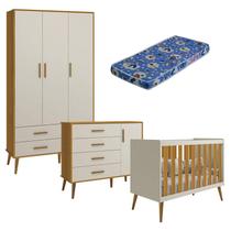 Quarto de Bebê Isis 3 Portas Areia Acetinado Savana com Colchão Ortobom - Reller Quarto de Bebê Isis 3 Portas Areia Acetinado Savana com Colchão Ortobom - Reller