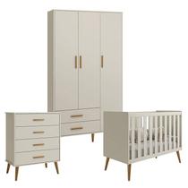 Quarto de Bebê Isis 3 Portas com Gaveteiro Areia Acetinado - Reller