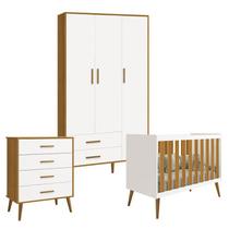 Quarto de Bebê Isis 3 Portas com Gaveteiro Branco Acetinado Savana - Reller
