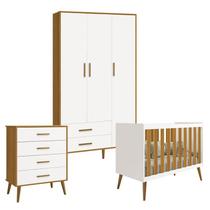 Quarto de Bebê Isis 3 Portas com Gaveteiro Branco Acetinado Savana - Reller