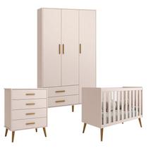 Quarto de Bebê Isis 3 Portas com Gaveteiro Rosa Acetinado - Reller