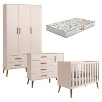 Quarto de Bebê Isis 3 Portas Rosa Acetinado com Colchão Gazin - Reller Quarto de Bebê Isis 3 Portas Rosa Acetinado com Colchão Gazin - Reller