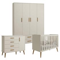 Quarto de Bebê Isis 4 Portas Areia Acetinado - Reller