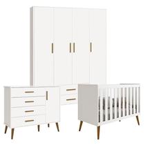 Quarto de Bebê Isis 4 Portas Branco Acetinado - Reller