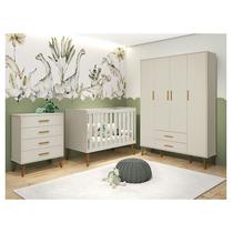 Quarto de Bebê Isis 4 Portas com Gaveteiro Areia Acetinado - Reller