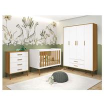 Quarto De Bebê Isis 4 Portas Com Gaveteiro Branco Acetinado Savana - Reller