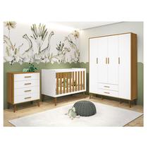 Quarto de Bebê Isis 4 Portas com Gaveteiro Branco Acetinado Savana - Reller
