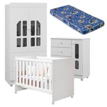 Quarto de Bebê Katatau Flex 2 Portas Branco Brilho com Colchão - Reller