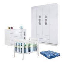 Quarto de Bebê Lívia com Berço Lila Branco Brilho com Colchão Ortobom Physical - Phoenix Quarto de Bebê Lívia com Berço Lila Branco Brilho com Colchão Ortobom Physical - Phoenix