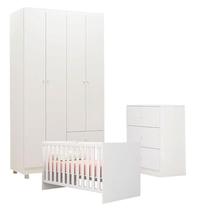Quarto de Bebê Louise 4 Portas com Berço Doce Sonho 100 Branco Brilho - AJL