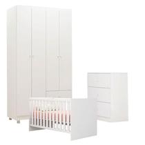 Quarto de Bebê Louise 4 Portas com Berço Doce Sonho 100 Branco Brilho - AJL